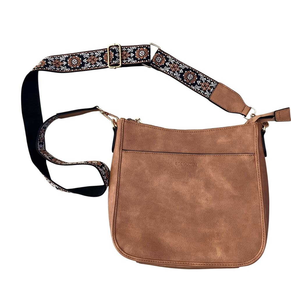 NEW Bostanten Lotty Floral Embroidered Crossbody Tote in Brown Boho Indie